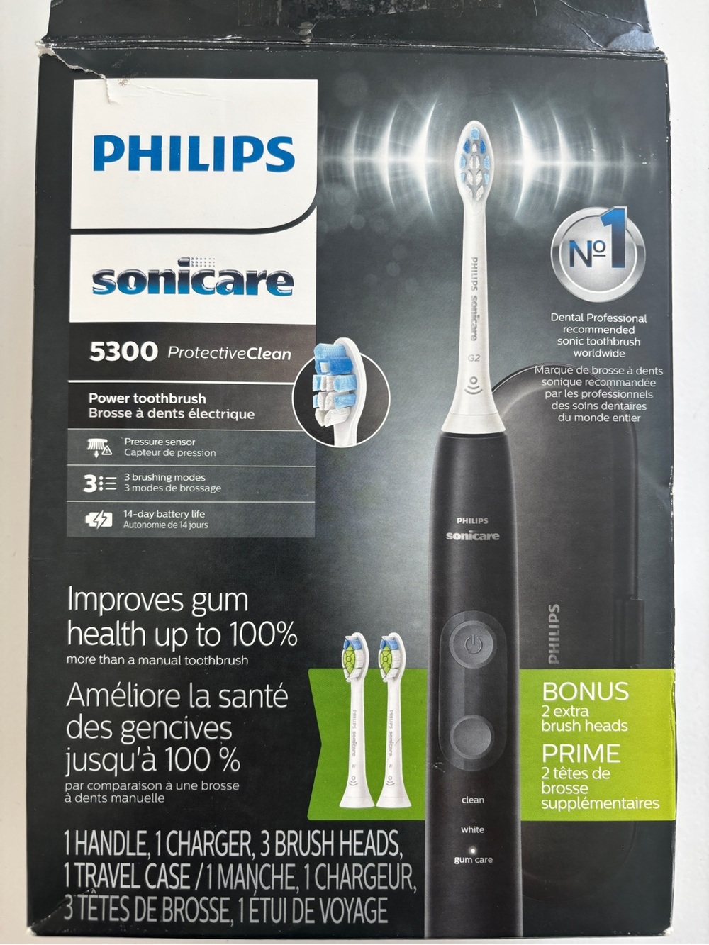Philips Sonicare 5300 Rechargeable Sonic Toothbrush HX6423/34 Blk - Open Box New